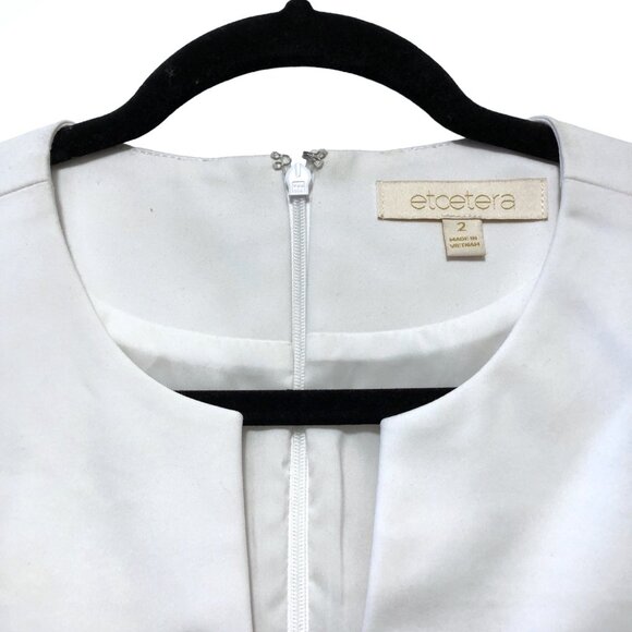 Etcetera Solid White Black Notch Neckline Sleeveless Lined Sheath Dress 2 - Picture 4 of 15